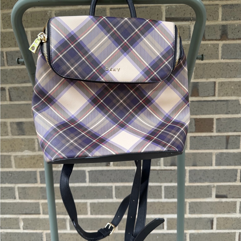 DKNY Purple Plaid Backpack